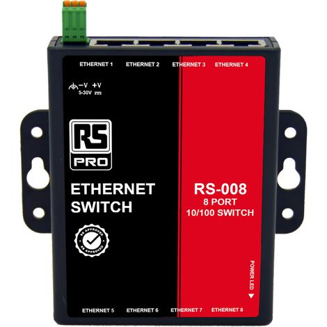 Switch Ethernet 8 Ports RJ45, 10/100Mbit/s, montage Mural ( Prix pour Boîte de 1 )