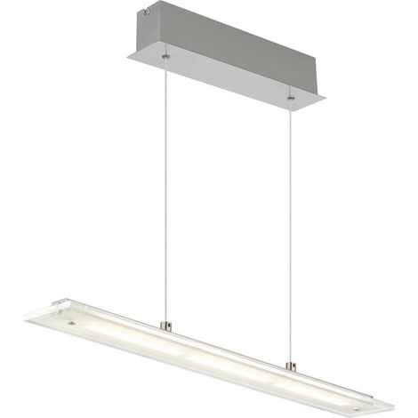 LED Pendelleuchte Hängeleuchte Deckenleuchte Metall nickel Glas dimmbar H 150 cm