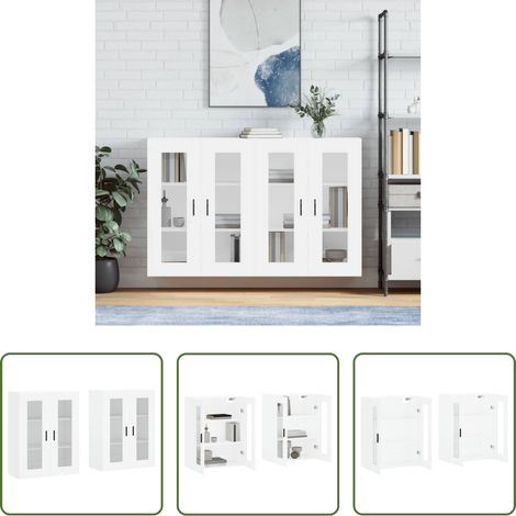 vidaXL Glas - Wandschränke 2 Stk. Weiß Holzwerkstoff (1/5)