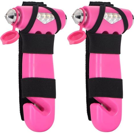Lot de 2 Marteaux de Sécurité Voiture Rose avec Brise-Glace et Coupe-Ceinture (1/4)