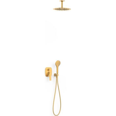 Kit mitigeur encastré 2 voies Rapid‑box pour douche Loft Or Mat 24K - TRES 22238003OM