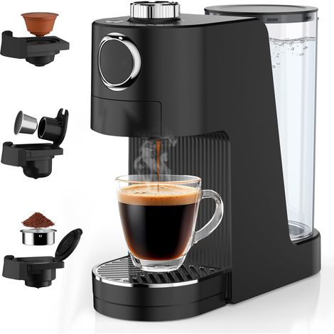 Machine à Café Expresso 3 en 1, 20 Bars, Cafetière Multi-Capsules Compatible avec Original/DG/Café Moulu, 7 Niveaux de Volume et Température Réglable, pour Maison et Bureau (Noir) (1/5)