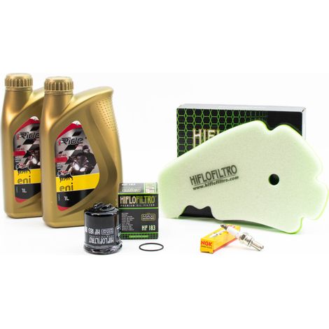 Kit Révision Filtres Bougies pour PIAGGIO Beverly 125 Tourer de 2009 à 2010 - ENI I-RIDE RACING 5w40 2L