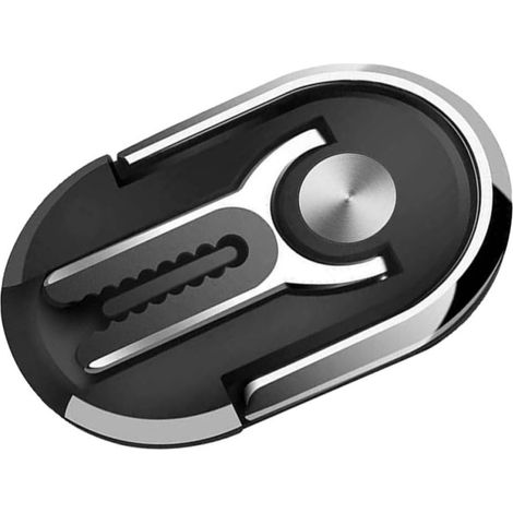 Support de Téléphone Opération Main en Alliage Noir pour Voiture Fixation à Grille D'aération Ovale Compatible Plupart des Smartphones (1/5)