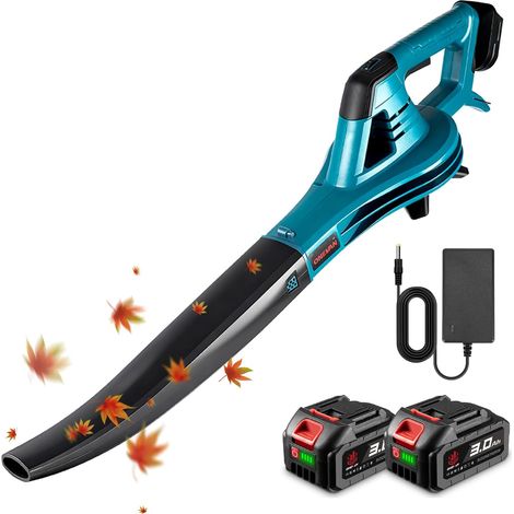 Souffleur de Feuilles sans Fil 350km/h, avec Batterie et Chargeur Con 2 batteries de 3,0 Ah, 6 vitesses, portable (1/5)