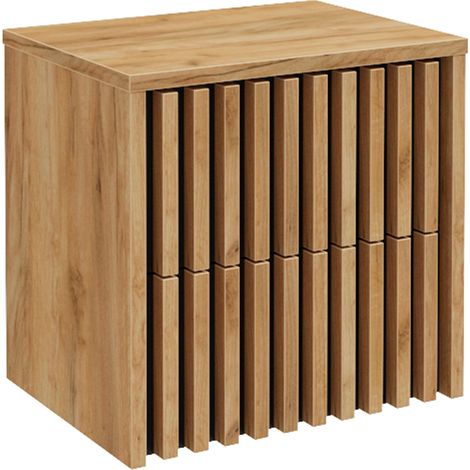 Waschbeckenunterschrank 60 cm für Aufsatzwaschbecken LUCCA-107 in Eiche Nb. mit Lamellenfronten, B/H/T: ca. 60,4/62,5/45,5 cm (1/5)