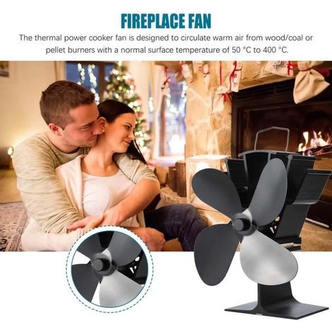 Ventilateur silencieux pour poêle à bois - 4 pales, alimenté par la chaleur, écologique (1/4)