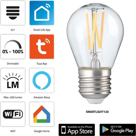 Intelligente WLAN-LED-Lampe, dimmbar, E27, 1800-3000 K