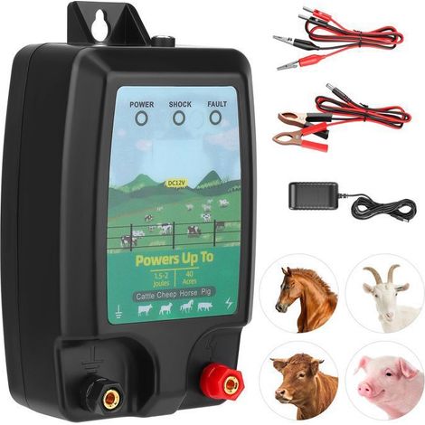 KLVGTIFS PU10KM Clôture Électrique Puissance Électrificateur de Clôture pour Animaux,1,5 à 2J Jardin Clôture Kit de Clôture - Étanchéité IP45 (1/5)