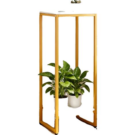 Support de Plantes, Design à 2 Niveaux, Construction Solide et Durable, Or (1/2)