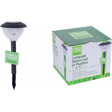 TrAdE Shop Traesio - Set 6pz Lampada Solare Led Tonda Giardino Picchetti In Plastica ø16x42cm 5109003 - (1/3)