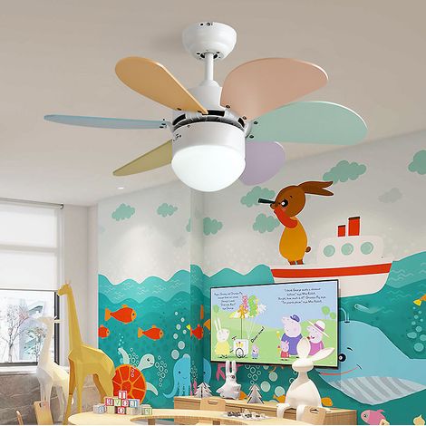 Ventilateur de plafond moderne avec éclairage intégré pour chambre à coucher, télécommande, lumière tricolore, 6 vitesses, 76 cm (1/5)