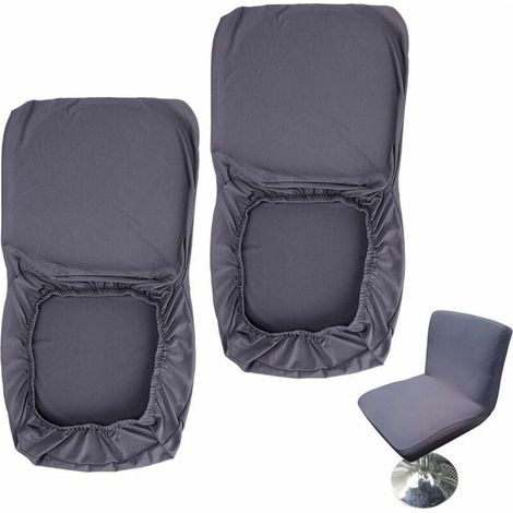 YMYNY Lot de 2 housses de tabouret de bar gris foncé avec housse de dossier extensible pour chaise de salle à manger pivotante courte (1/5)