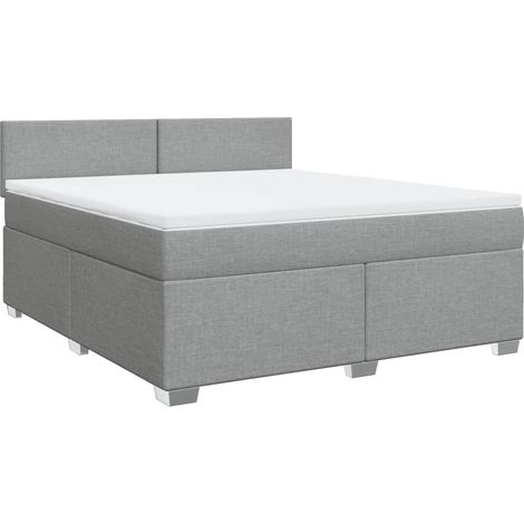 Maison Exclusive - Cama box spring con colchón tela gris claro 18