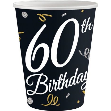Bicchieri di carta B&C 60° compleanno, 60° compleanno, 6 pezzi. (1/3)
