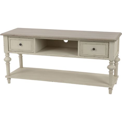 Amadeus - Meuble TV 2 tiroirs en bois mindi L124 cm Légende (1/4)