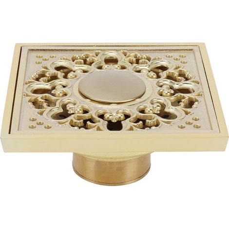 Ensemble de siphon de sol doré pour salle de bain et toilettes, anti-odeurs, anti-obstruction, accessoire de filtration (type peu profond) (1/5)