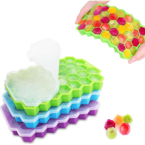 Moule À Glaces En Silicone - Avec Couvercle Empilable - Pour Whisky Fruits Aliments Bébé - 3 Pièces (1/5)