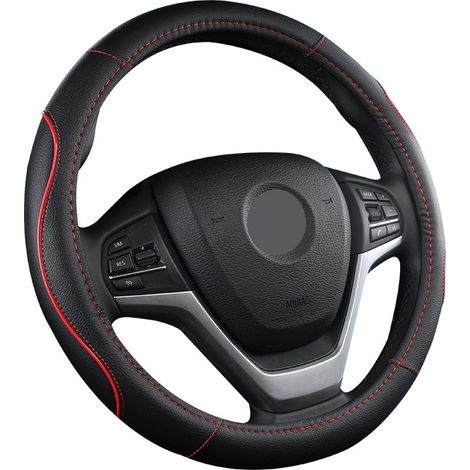 Coprivolante per auto in microfibra da 15 pollici (nero/rosso) (1/3)
