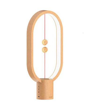 Lampe d'équilibre Ymall, lampe magnétique LED à variateur tactile créatif, rechargeable par USB, lampe de bureau/sur pied pour chambre à coucher ou bureau à domicile (bois) (1/4)