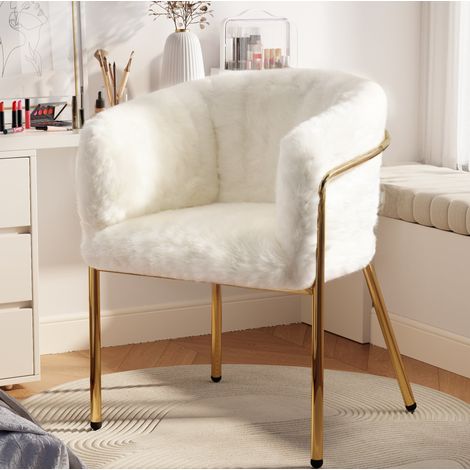 fauteuil salon chaise repas confort métal doux blanc OKMYHOME (1/5)