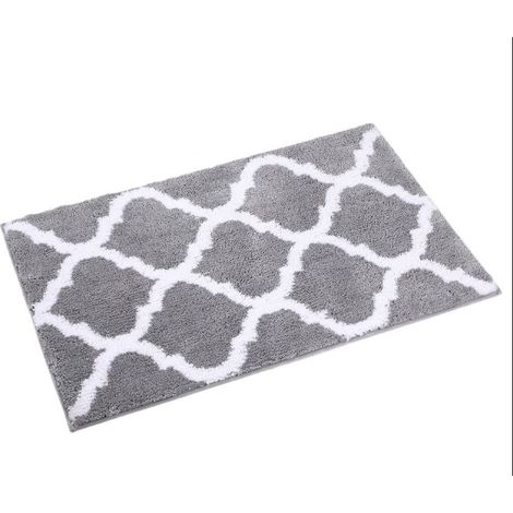 (Gris)Tapis Bain Microfibre Carpette Anti-Glissant Antibacterienne Tapis de Bain Lavable en Machine 1pièces (1/3)