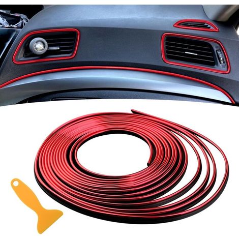 Eleganti accessori rossi per interni auto per donne e uomini: strisce decorative universali per interni auto, in divertenti forme lineari, per bocchette di ventilazione e (1/4)