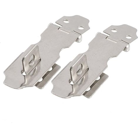 2 Sätze Silber Ton Metall Schublade Garagentor Sicherheit Haspe Klammer 2,8''