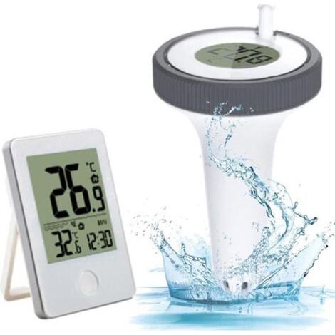 Thermomètre de piscine flottant électronique sans fil Précision ± 1℃ Portée 60m Affichage intérieur/extérieur Étanche IP67 (1/5)