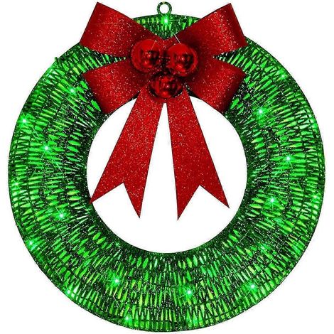 Weihnachtskranz, Blumenkränze, Ornamente, Lichterkranz, Türkranz für Zuhause, Fenster, Wohnzimmer, Balkon-green 30cm (1/5)