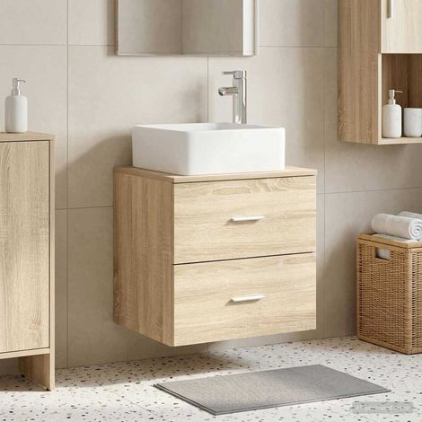Vanidad con Lavabo de Pared Roble  49,5 x 41 x 63 cm