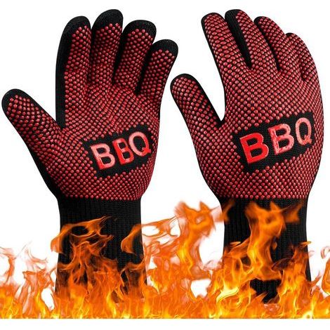 Guanti da barbecue, guanti da forno resistenti al calore fino a 800 °C, guanti da cucina resistenti al calore e antiscivolo, guanti da cucina resistenti al calore per barbecue/forno/griglia/camino/sal (1/5)