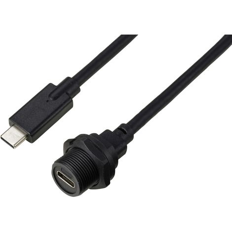 USB-C® 3.1 Stecker auf Buchse IP67 (Gewinde) Kabel 0,5 m  TC-E10T-FT3.1-PWF/MT3.1-NWA-0.5PV-S Wasser (1/4)