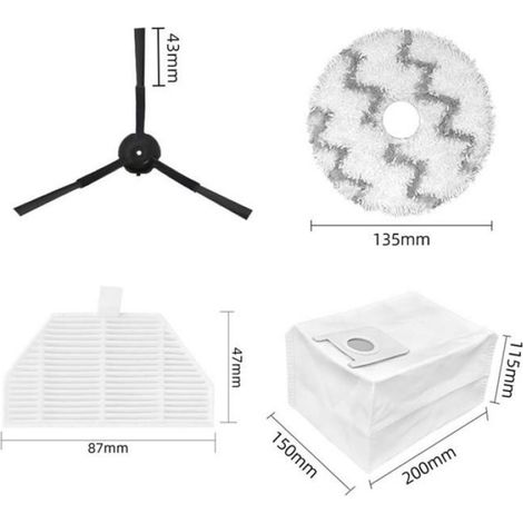 Replacement Spare Part for EVA SDJ06RM Robot Vacuum Cleaner Accessories Side Brush Filter Mop Cloth Dust Bag As Shown (1/5)