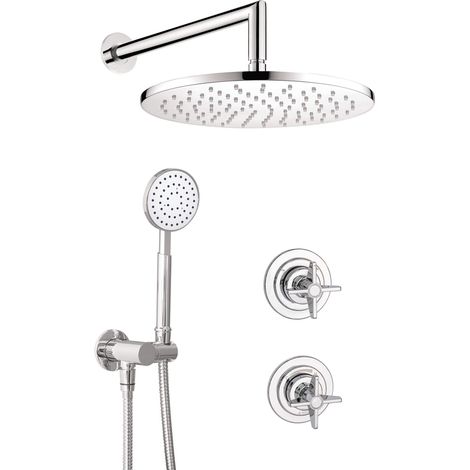 Set miscelatore doccia a incasso con doccetta e soffione tondo finitura cromo - Tevo (1/4)