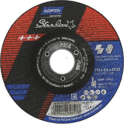 Disco da taglio Norton starline 115 mm 3 mm metallo