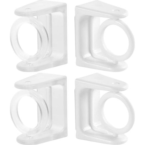 TEHAUX Lot de 4 supports de barre de douche en plastique, réglables à 360° et auto-adhésifs, pour la cuisine et les petites pièces. (1/5)