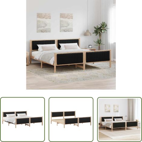 Plattformbett - Bettgestell Braun und Schwarz 200 x 200 cm Massivholz Kiefer (1/5)