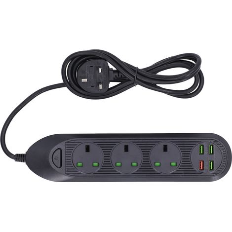 Bloc multiprise 3000W bureau 3 prises 4 ports USB multifonction prise UK 110-250V (1/5)