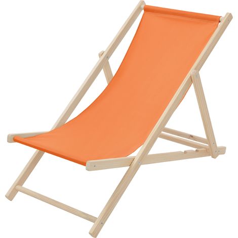 ECD Germany Liegestuhl klappbar aus Holz - 3 Liegepositionen - bis 120 kg - Orange - Sonnenliege Gartenliege Relaxliege Strandliege Liege Strandstuhl Klappliegestuhl Holzklappstuhl Strandliegestuhl
