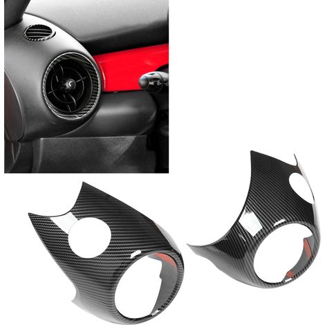 Das dekorative Emblem im Carbonfaser-Muster am äußeren Ring des Luftauslasses ist kompatibel mit MINI Cooper R56 2006-2013. (1/5)