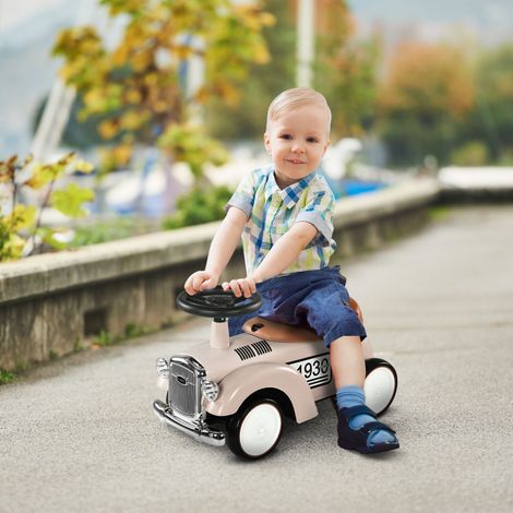 Voiture électrique pour bébé de 12 à 36 mois avec klaxon, compartiment de rangement et volant, 58 x 27 x 35 cm, crème (1/5)