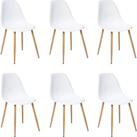 Atmosphera – Lot de 6 chaises Taho 86cm – Structure en acier – Assise en polypropylène – Hauteur d'assise 46cm – Couleur blanche (1/5)