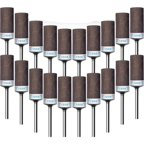 20 Pièces 180 Grains Tambours de Ponçage pour Outil Rotatif Dremel, Manchons de Ponçage avec Tige de 1/8\ (1/5)
