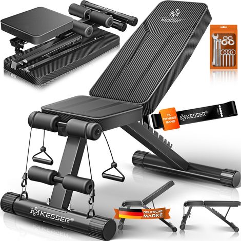 KESSER® Klappbare Hantelbank Multifunktionale Trainingsbank mit Rückenlehne 500kg Belastbarkeit  Schwarz / Anthrazit