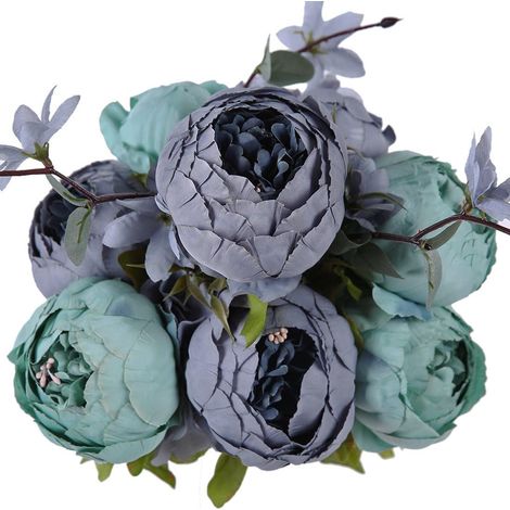 Bouquet De Fleurs De Soie De Pivoine Artificielle Vintage Décoration De Mariage À La Maison (Nouveau Bleu Foncé) (1/4)