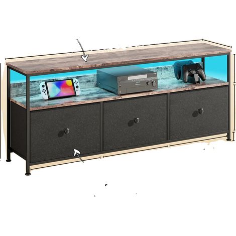 Mueble para TV, iluminación LED, almacenamiento multifuncional, negro, 137×29,8×57cm (1/2)