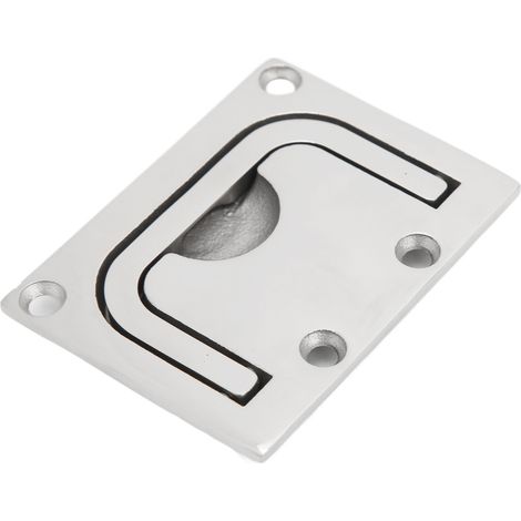 Poignée de tirage encastrée carrée 76mm, inox 316 poli, anneau de levage pour trappe de pont, armoire bateau et meuble. (1/5)