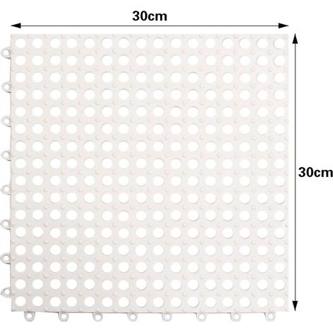 Lot de 2 tapis de douche carrés antidérapants avec points de support cylindriques, pour baignoire et balcon (blanc).