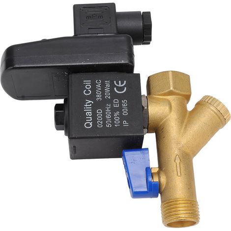 Électrovanne de purge DN15 G1/2 16bar laiton silencieuse automatique pour compresseur d'air 380V (1/5)
